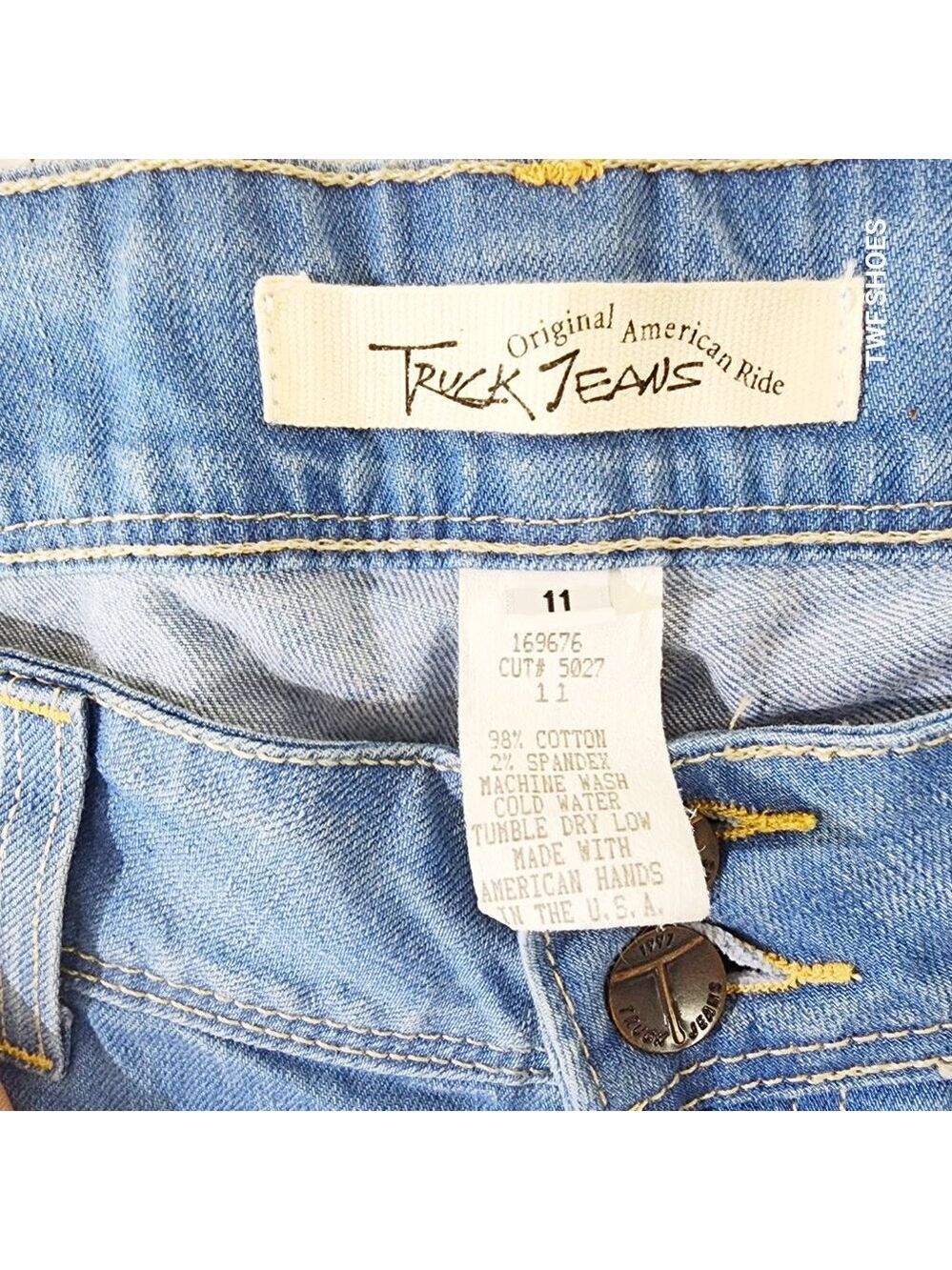 11 x 37" Inseam Stretch Jeans Tall Light Denim Vintage New Truck Jeans
